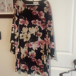 Dress w/flare, wore once. Floral with blue background. Great for summer wedding